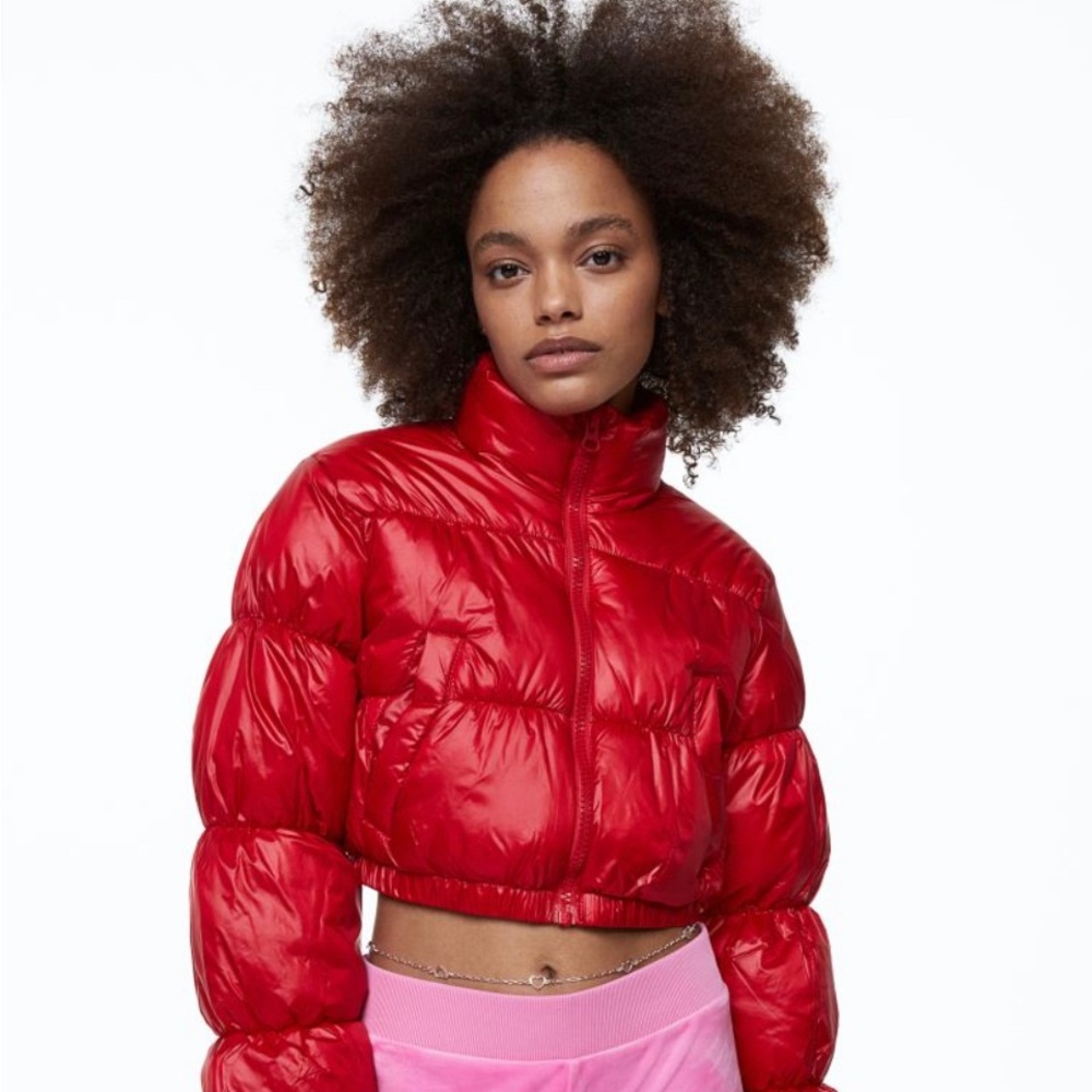 H&M NWT Red Puffer cropped jacket